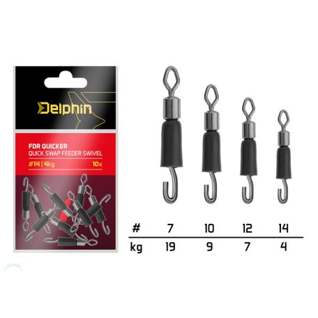 Delphin FDR Quicker Csavarodás mentes gyors forgókapocs / 10db #7/19kg