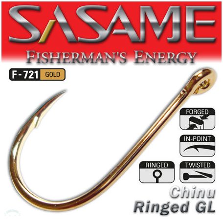 SASAME Chinu Ringed füles pontyozó horog - Gold - 1