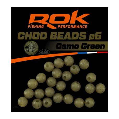 ROK CHOD Beads Ø6mm - Chod gyöngy 25db/csomag - Camo Green - terep zöld