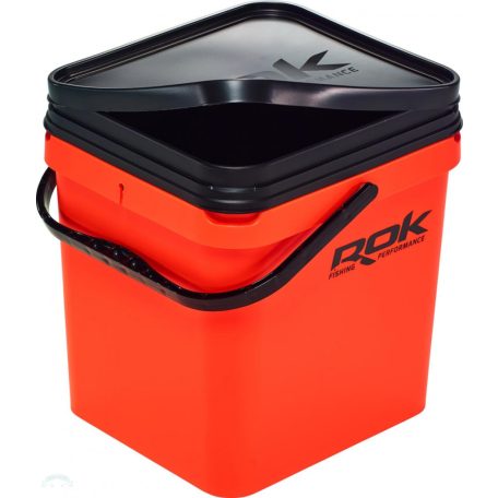 ROK 17 literes Szögletes Csalis vödör + betét + tető szett Square Bait Bucket + Basin Black set - Narancs