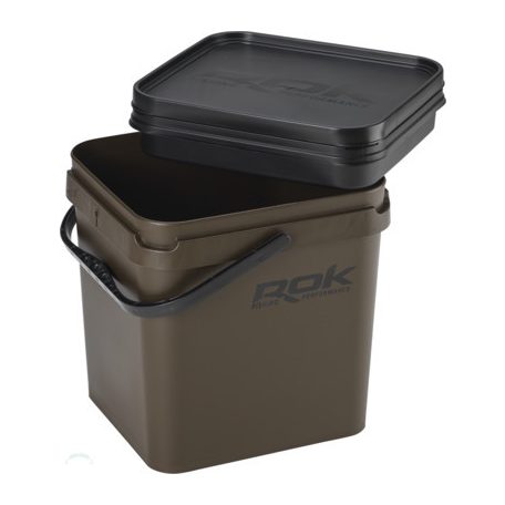 ROK 17 literes Szögletes Csalis vödör + betét + tető szett Square Bait Bucket + Basin Black set - Zöld