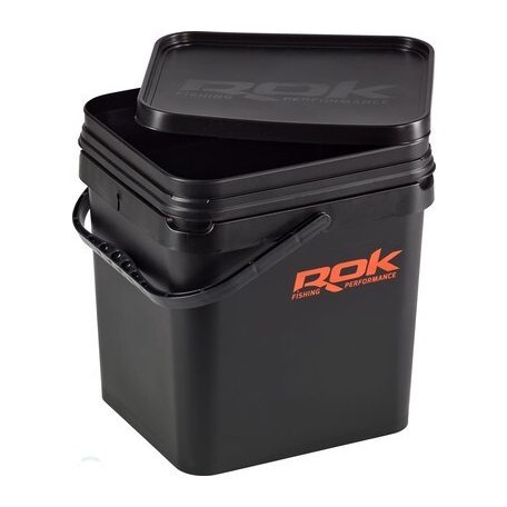 ROK 17 literes Szögletes Csalis vödör + betét + tető szett Square Bait Bucket + Basin Black set - Fekete