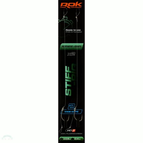 ROK STIFF RIG Wide Gape - 2db/csomag - előkötött horog - 2 - 0,40mm