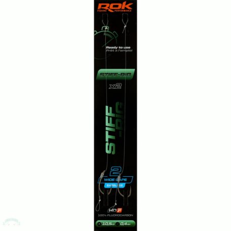 ROK STIFF RIG Wide Gape Barbless - 2db/csomag - előkötött szakáll nélküli horog -  2 - 0,40mm