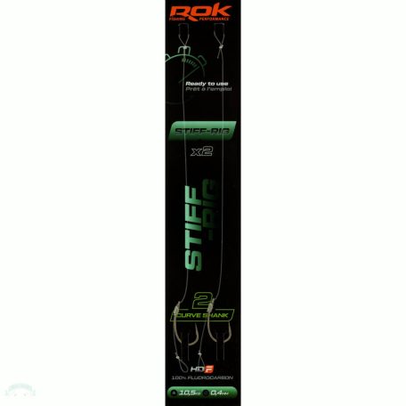 ROK STIFF RIG Curve Shank - 2db/csomag - előkötött horog - 2 - 0,40mm