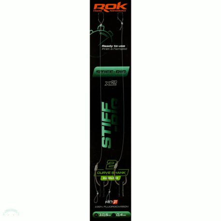 ROK STIFF RIG Curve Shank Barbless - 2db/csomag - előkötött szakáll nélküli horog - 2 - 0,40mm