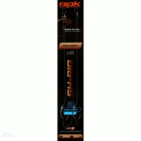 ROK SH-RIG Wide Gape Barbless - 2db/csomag - előkötött szakáll nélküli horog - 2 - 0,40mm