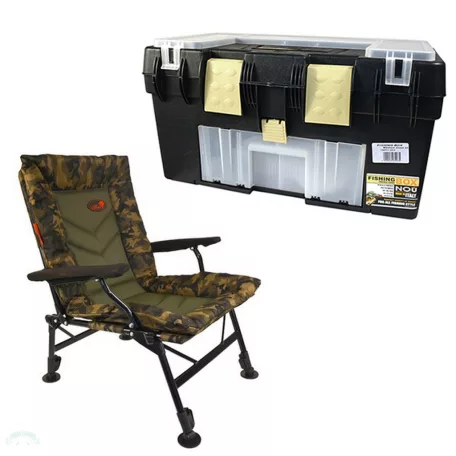 CARP EXPERT COMFORT CAMO SZÉK FISHING BOX TIP.333 HORGÁSZ DOBOZZAL