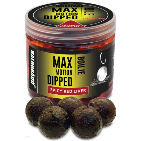 Haldorádó MAX MOTION Boilie Dipped 20 mm - Fűszeres Vörös Máj