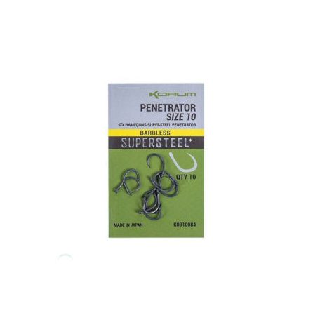 Korum PENETRATOR HOOK BARBLESS SIZE 10