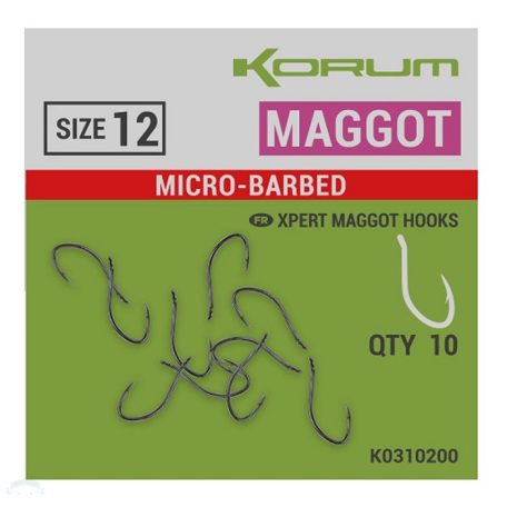 Korum XPERT MAGGOT  BARBED HOOKS - SIZE 12