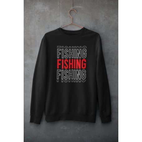 FISHING unisex kapucnis fekete pulóver