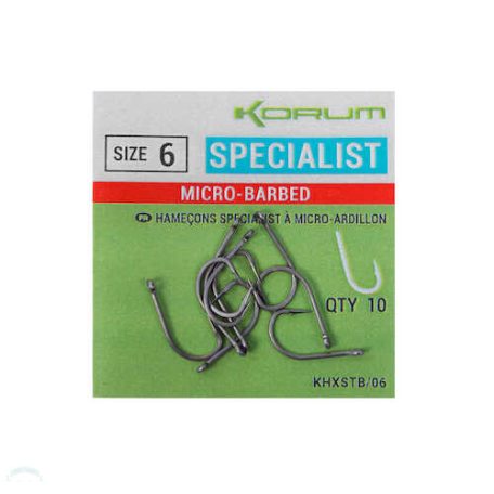 Korum XPERT SPECIALIST MICRO BARBED HOOKS - SIZE 6