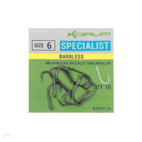 Korum XPERT SPECIALIST BARBLESS HOOKS - SIZE 6